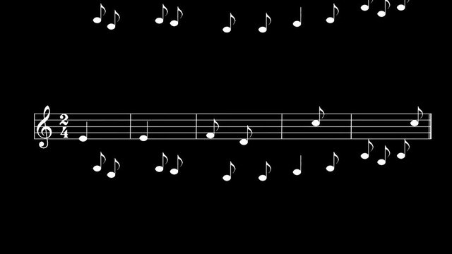 Musical notes on the black background