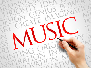 Music word cloud, business concept