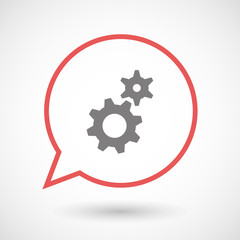 Isolated line art comic balloon with two gears