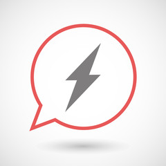 Isolated line art comic balloon with a lightning