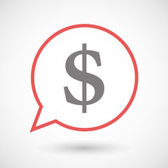 Isolated line art comic balloon with a dollar sign