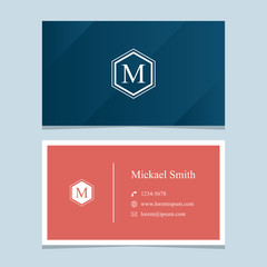 Logo alphabet letter "M", with business card template. Vector graphic design elements for company logo.