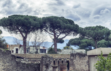 Fototapeta na wymiar ruins of Pompeii town, Italy
