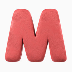 Plasticine Clay Font. M letter. 3d rendering isolated on white background