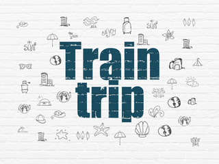 Travel concept: Train Trip on wall background
