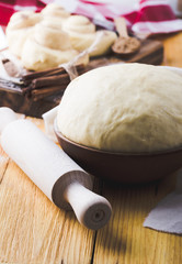 Homemade yeast dough after raising