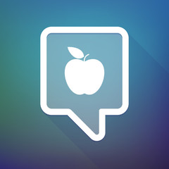 Long shadow tooltip icon on a gradient background  with an apple
