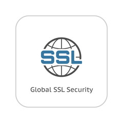 Global SSL Security Icon. Flat Design.