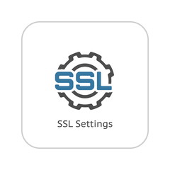 SSL Settings Icon. Flat Design.