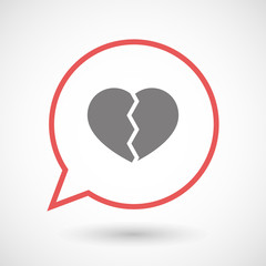 Fototapeta premium Isolated line art comic balloon with a broken heart