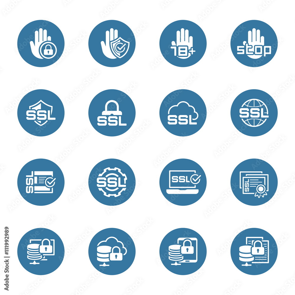 Wall mural Flat Design Security and Protection Icons Set.