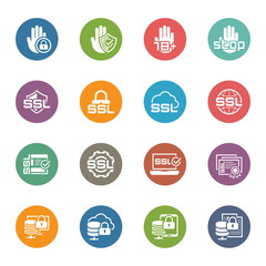 Flat Design Security and Protection Icons Set.