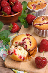 Muffin with strawberries