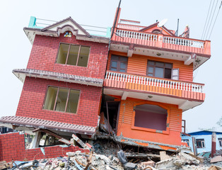 Collapsed Nepalese Houses after Earthquake
