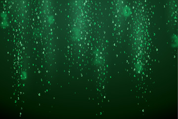 Green abstract background with random digital numbers.