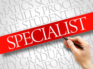 SPECIALIST word cloud, education business concept