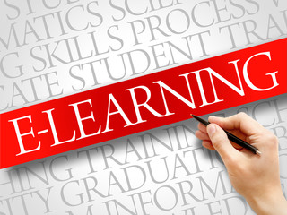 E-LEARNING word cloud, education business concept