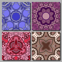 Card or invitation set in retro decoration style. Hand drawn background.
