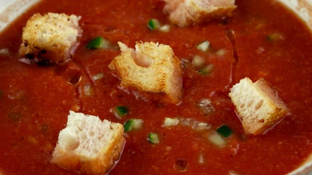 Tomato gazpacho soup with pepper and garlic