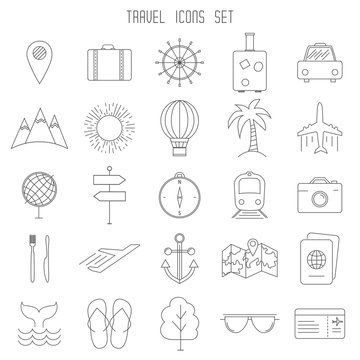 Set of thin line icons
