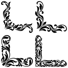 Set of ornamental corners in vintage style isolated on a white background. Elements Of Design.