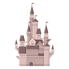 Obraz premium Castle. Magic Fairy Tale Building with Red Flags. Vector