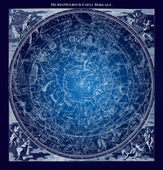 Naklejka premium Blue Boreal Constellations Illustration