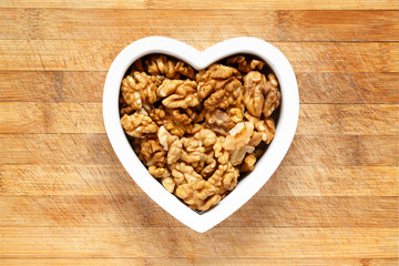 Heart filled with walnuts