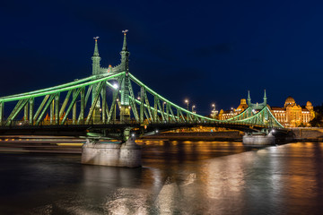 The Liberty Bridge across the Danube River in Budapest Hungary