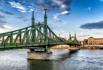 The Liberty Bridge across the Danube River in Budapest Hungary