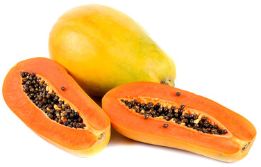 papaya on white background