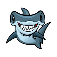 Naklejka premium Happy cartoon hammerhead shark character