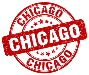 Chicago red grunge round vintage rubber stamp
