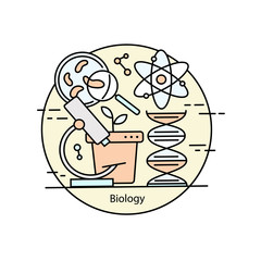 Modern color thin line concept of biology.