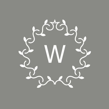 Elegant monogram design template with letter W. Vector illustration.