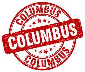 Columbus red grunge round vintage rubber stamp