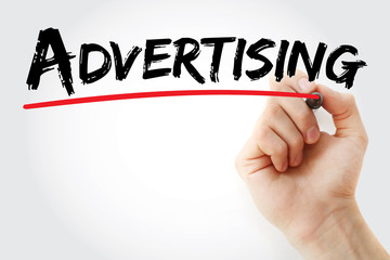 Hand writing Advertising with marker, business concept