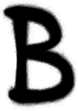 sprayed B font graffiti in black over white