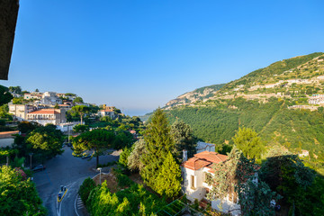 Fototapeta na wymiar Morning sun in Ravello, Amalfi coast, Italy.