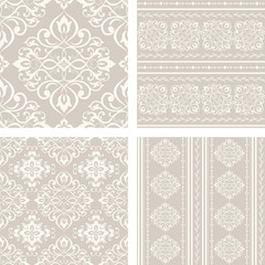Set of 4 vintage seamless damask patterns. Seamless pattern can be used for wallpaper, fabrics, paper craft projects, web page background,surface textures. 