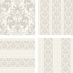 Set of 4 vintage seamless damask patterns. Seamless pattern can be used for wallpaper, fabrics, paper craft projects, web page background,surface textures. 