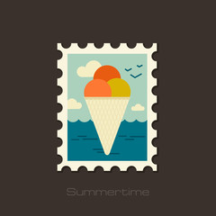Ice Cream stamp. Summer. Vacation