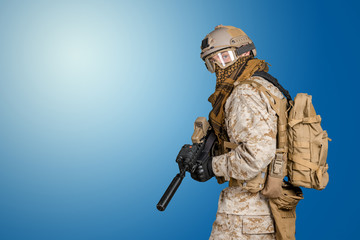 Modern soldier with rifle