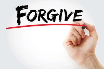 Hand writing Forgive with marker, business concept