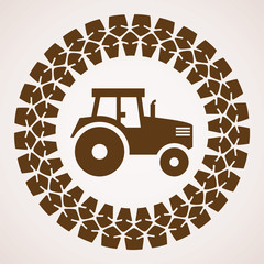 Naklejka premium vector design of tractor tire print with symbol of tractor