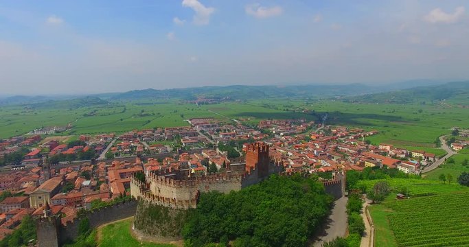 Soave (Italy) surrounded by vineyards that produce one of the most appreciated Italian white wines, and its famous medieval castle.