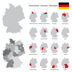 Deutschland und Bundesländer, detaillierte Umriss Karten