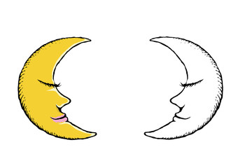 Fototapeta na wymiar Moon icon. Doodles style.