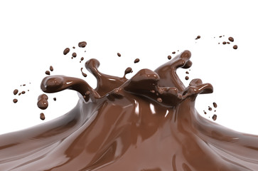 Splash chocolate 3d rendering