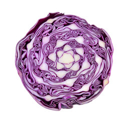 half Purple cabbage isolated on white background